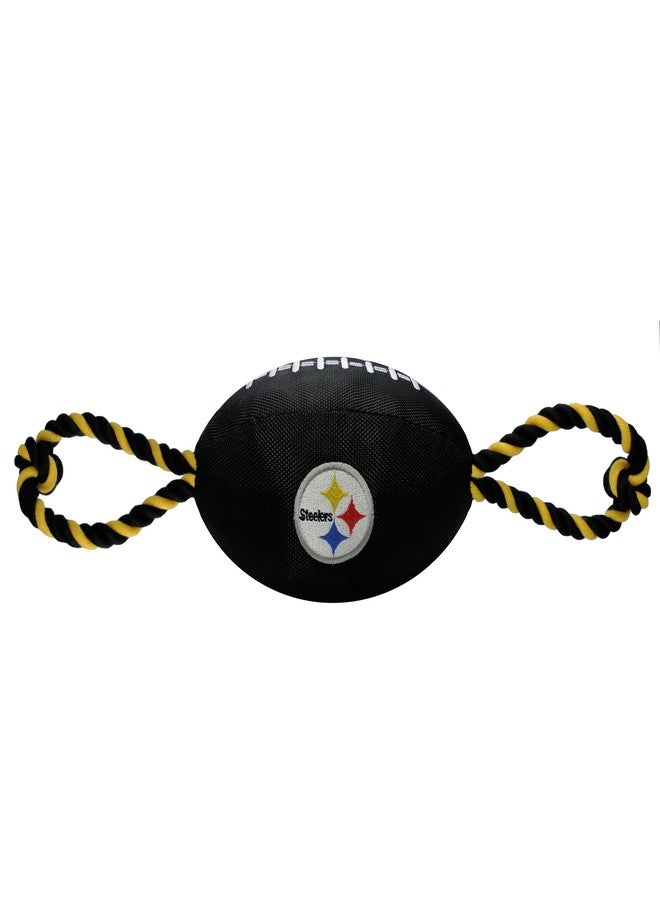 Pets First NFL Pittsburgh Steelers Football Dog Toy, Tough Quality Nylon Materials, Strong Pull Ropes, Inner Squeaker, NFL Team Color - Image 1
